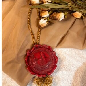 Vintage Red and Gold Wax Art from the Bavarian Forest‎